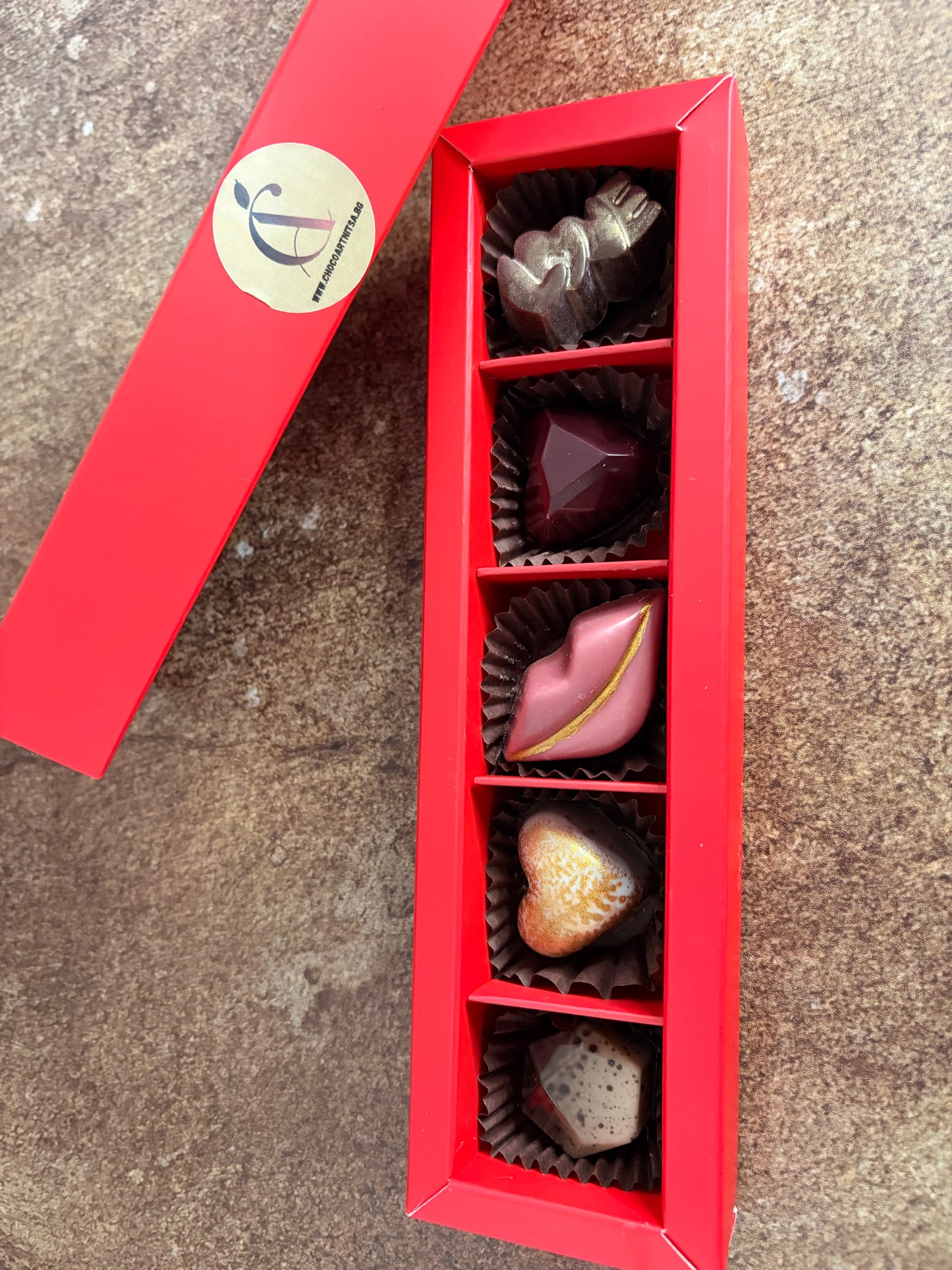 Ръчно изработени бонбони колекция Свети Валентин - 5 броя